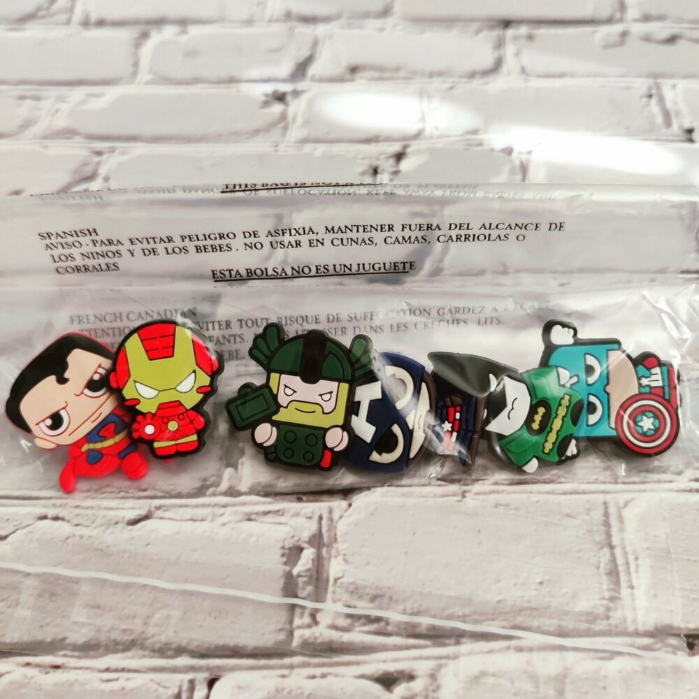Shoe Charms Marvel, DC Comic Superheroes Set of 6 - NEW